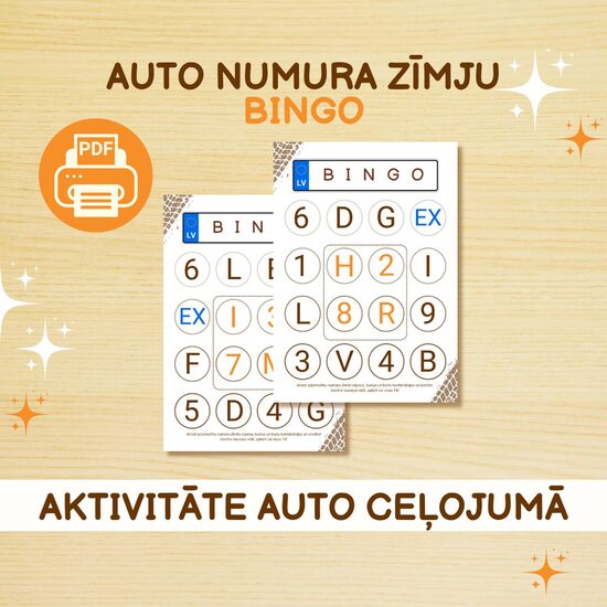 Spēle "Auto numura zīmju Bingo"
